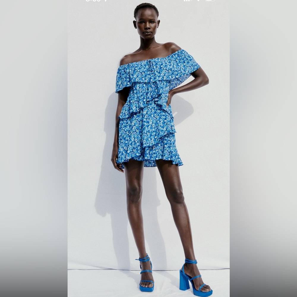 ZARA RUFFLED PRINT JUMPSUIT SIZE L